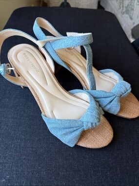 Easy Spirit Light Blue Denim Knot Front Slingback Sandals